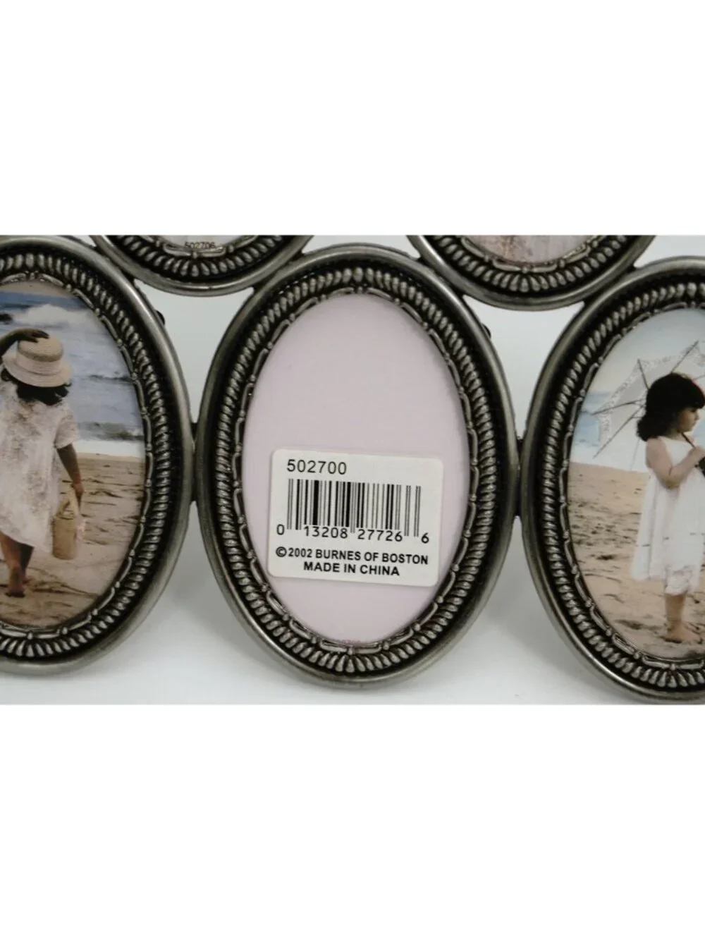 Burnes of Boston Oval Picture Frame 6 Pictures 2x3 Silver Tone Metal